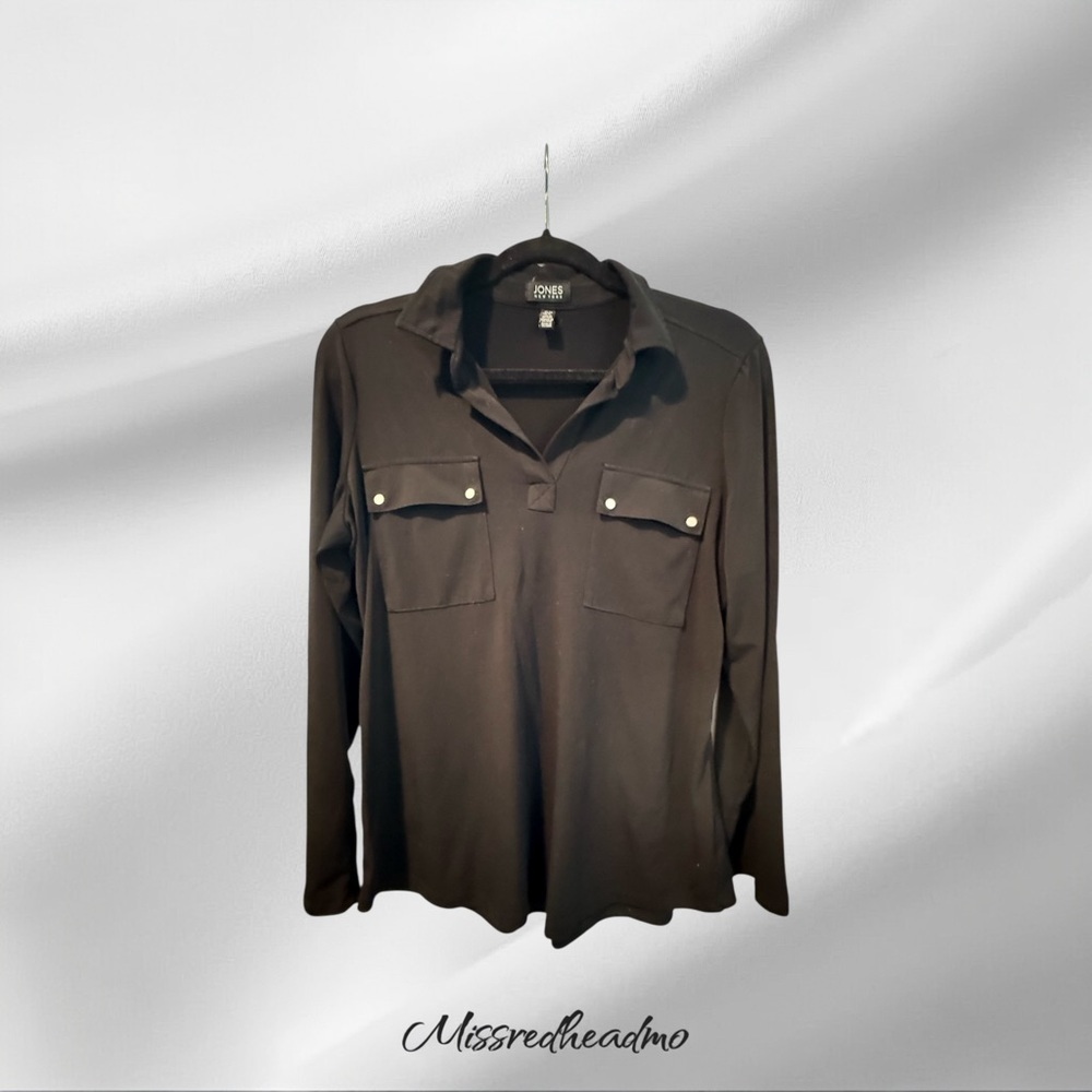 Jones New York Black Shirt with Button Accents